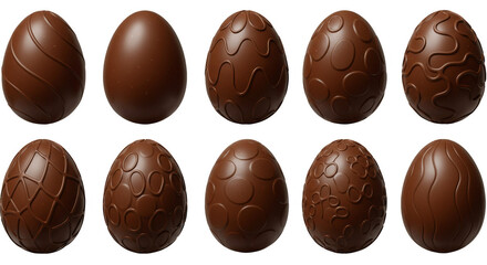 Obraz premium Realistic Collection of Chocolate Easter Eggs with Transparent Background
