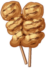Vector Illustration of Grilled Asian Skewers