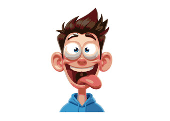 Fototapeta premium Joyful Cartoon Boy Illustration Playful Expression, Happy Face, Digital Art
