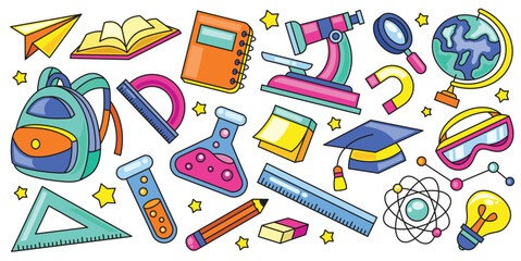 Set of hand drawn science and education element vector illustration