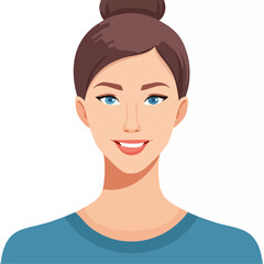 Flat Vector. Portrait of only one Woman. Simple Background.