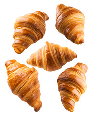 flying croissant for advertising, marketing and promotion concept, croissant isolated on white background,