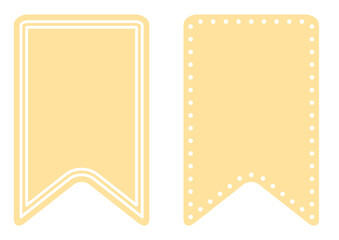 黄色のリボン風の見出しフレーム背景　ブックマーク　セット