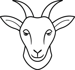 Majestic Goat Head Line Art Elegant Outline Drawing of a Goat