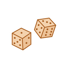 Beige Dice Illustration for Western Gambling and Games Theme