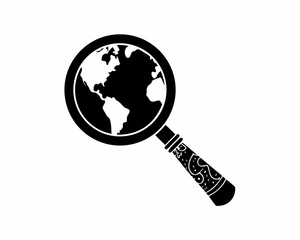 creative Silhouette simple Magnifying Glass over Globe Vector Illustration 
