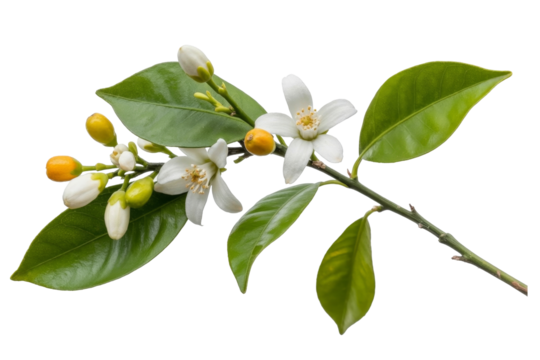 orange blossom branch isolated on white background.