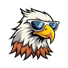 Obraz premium eagle head with sunglasse on white background