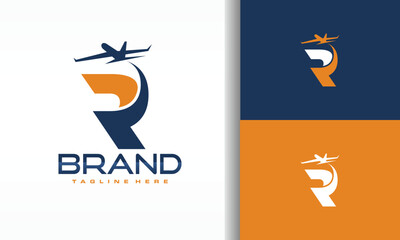 Letter R Airplane Logo Design for Travel and Aviation Brands
