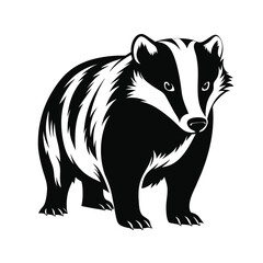 Obraz premium european badger black silhouette vector on white b