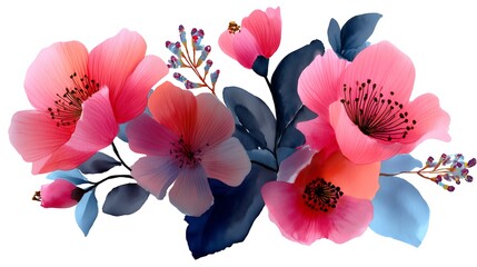 Hand-drawn Floral Line Art for Coloring Book – Botanical Illustration