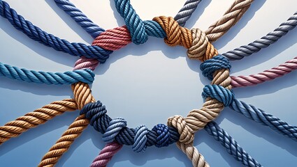Connected colorful ropes with knots