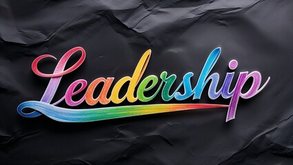 Colorful leadership text on black paper