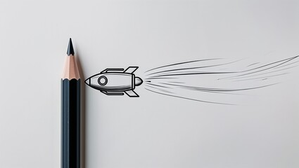Pencil drawing of rocket launching