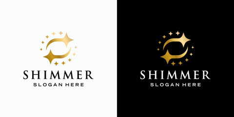 Fototapeta premium Luxury abstract line star and dots vector logo design of letter S shape with modern, simple and clean style. Icon for business, cosmetics and beauty, fashion and personal branding.