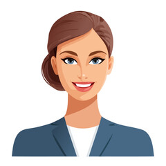 Flat Vector. Portrait of only one Woman. Simple Background.