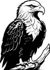 Fototapeta premium Black and White Eagle Vector Illustration - Majestic Bird of Prey