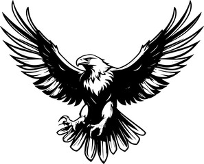 Obraz premium Black and White Eagle Vector Illustration - Majestic Bird of Prey