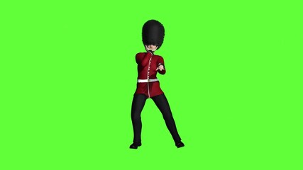 3D Animated British Royal Guard Dancing on Green Screen 
