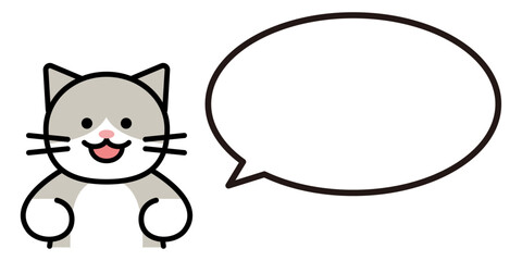 猫と丸い吹き出し　シンプル