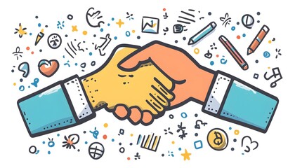 Two hands clasped in a business agreement.