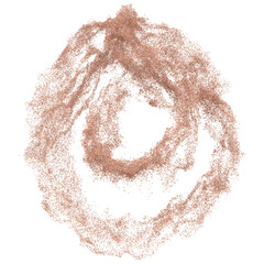 3D rendering of scattered sand granules or fine dirt on transparent background
