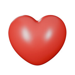 Red Heart Shape 3D Rendered Icon Love Symbol Valentine Romance Isolated Transparent Background