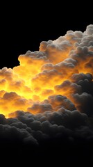 Fiery clouds illuminated against a dark backdrop.