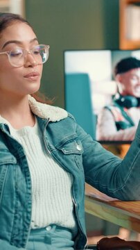 Live streaming, influencer and face of woman in home for chat, talk show and video subscription. Content creator, social media and portrait of person for online audience, tutorial and internet vlog