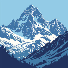 mountain landscape with mountains and snow