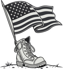 american flag boots and hat