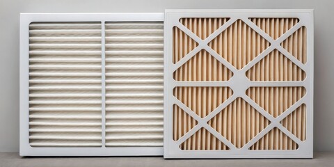 Furnace Filter and clean concept. Air filters displayed side by side for comparison.