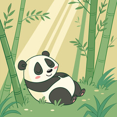 panda and bamboo