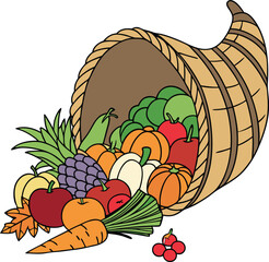 illustration of fruits in basket
