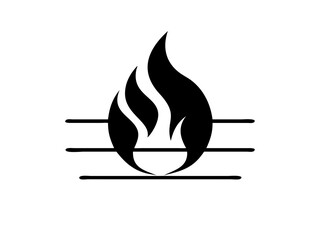 Modern Flame Icon Constructed From Evenly Spaced Paralle Icon