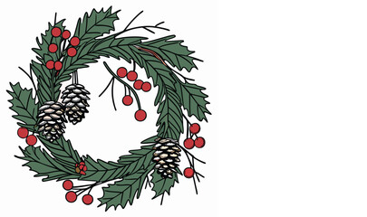 christmas wreath with holly berries