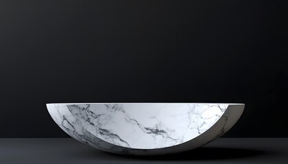 Elegant white marble podium on a dark background.