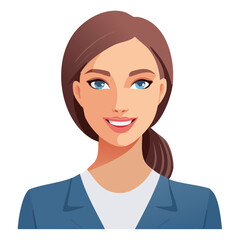 Flat Vector. Portrait of only one Woman. Simple Background.