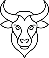 Majestic Bull Head Line Art Illustration of a Powerful Animal