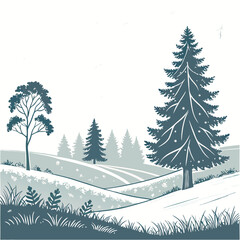 vector illustration of a winter landscape