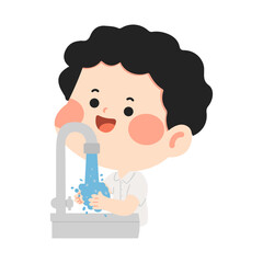 Little child washing hands with soap