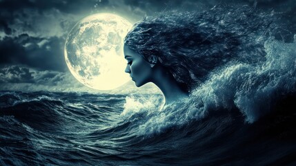 Ocean Siren Under the Moonlight By Generated AI