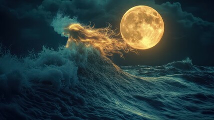 Ocean Siren Under the Moonlight By Generated AI