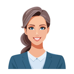 Flat Vector. Portrait of only one Woman. Simple Background.