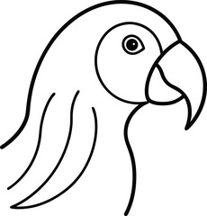 Elegant Line Art Parrot Head Illustration Tropical Bird Profile Drawing