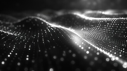 Abstract image of flowing data visualized with glowing particles, creating a digital connection.