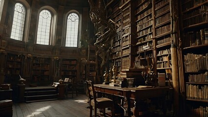 man in library