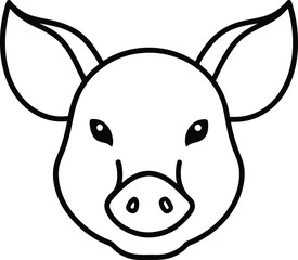 Simple Line Art Pig Face Illustration A Clean Vector Design