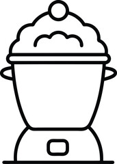Rice Cooker Illustration A Simple Line Drawing of a Steaming Rice Cooker