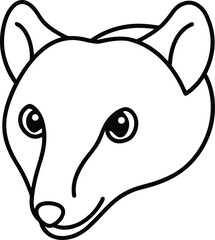 Elegant Line Art Illustration of a Cute Mammal Head